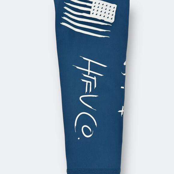 HTFU Hustle Grind USA Flag Grafitti Leggings Womens Sz XS Blue Hard To F*ck Up - Picture 6 of 7